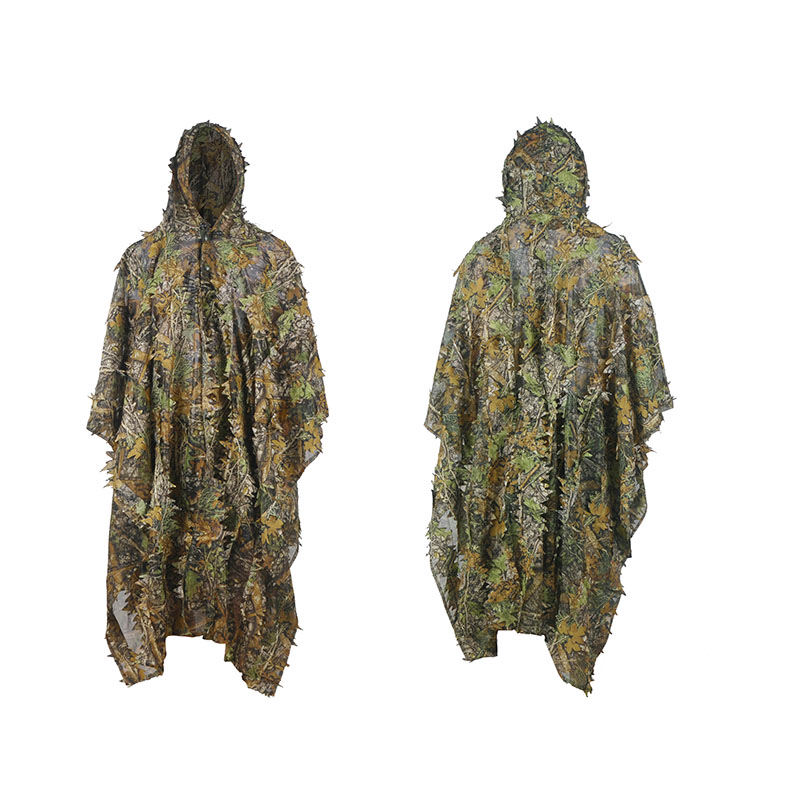 3D Leaves Camouflage Ghillie Poncho Camo Cape Cloak Stealth Ghillie ...