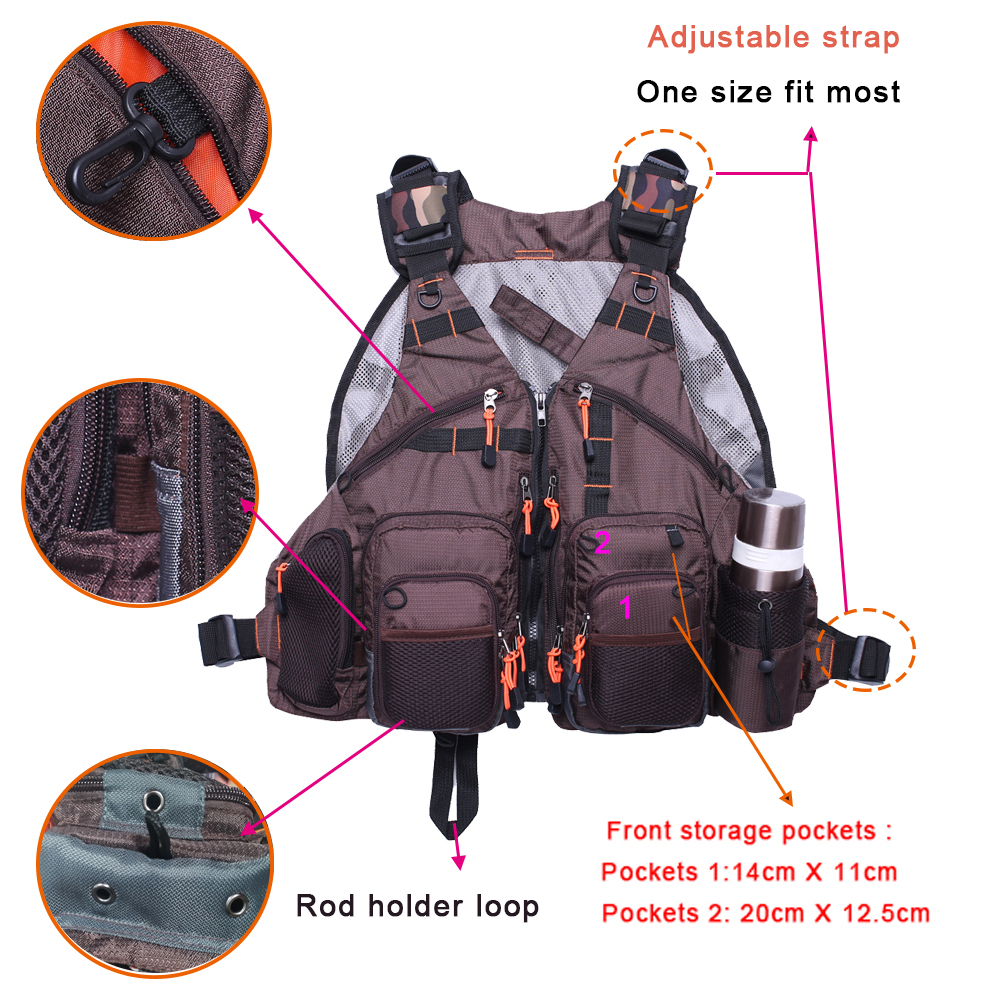Kylebooker Multi-Pocket Fishing Vest – Lightweight Mesh, Adjustable, Unisex