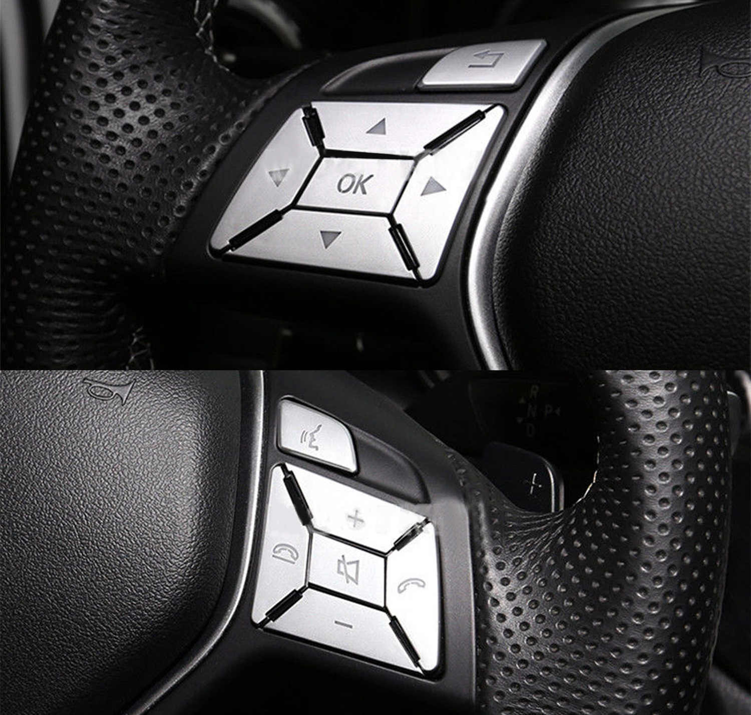 Steering Wheel Button Silver Trim Cover Fit For Mercedes Benz W204 C