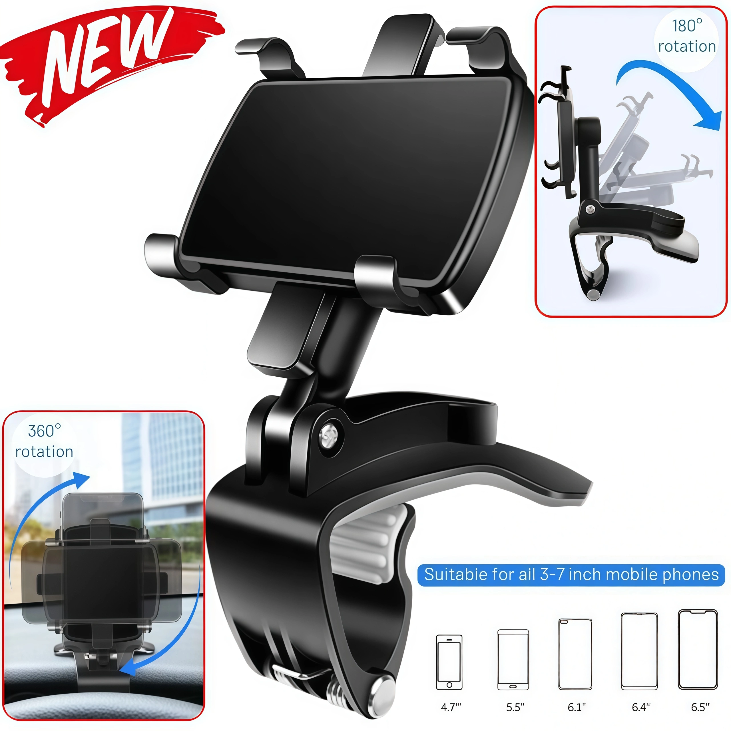 360° Universal Car Dashboard Mount Holder Mobile Cell Phone Adjustable Stable