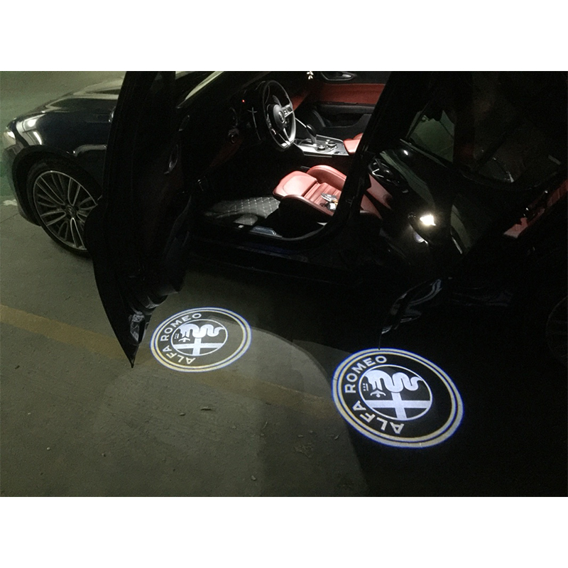 2x Car Led Door Logo Projector Puddle Lights Hd For Alfa Romeo Giulia 