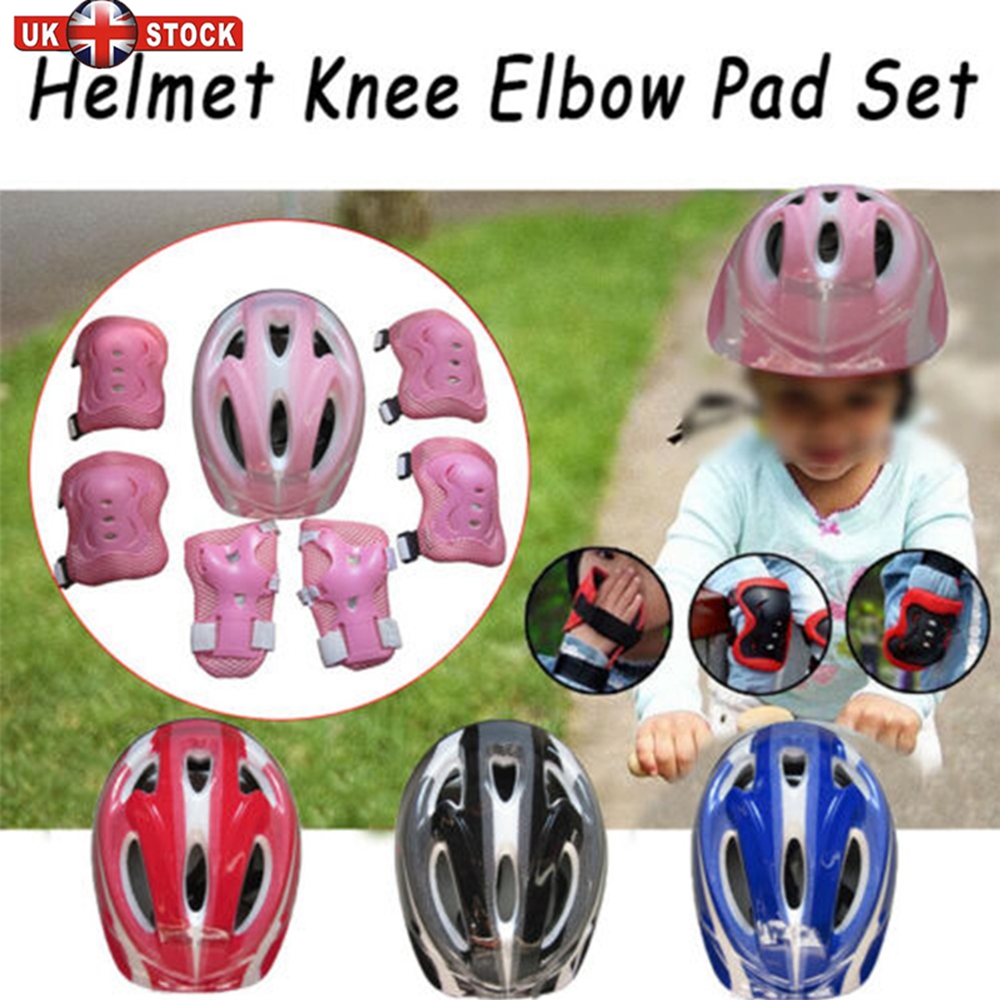 7Pcs//set Childrens Kids Skate Cycling Bike Safety Helmet Knee Elbow Pad Boy Girl