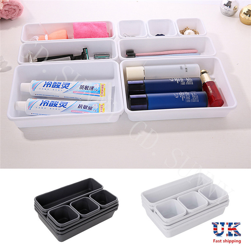 8Pcs Storage Organizer Box Drawer Make Up Brush Clothes Holder Cover Tidy set UK