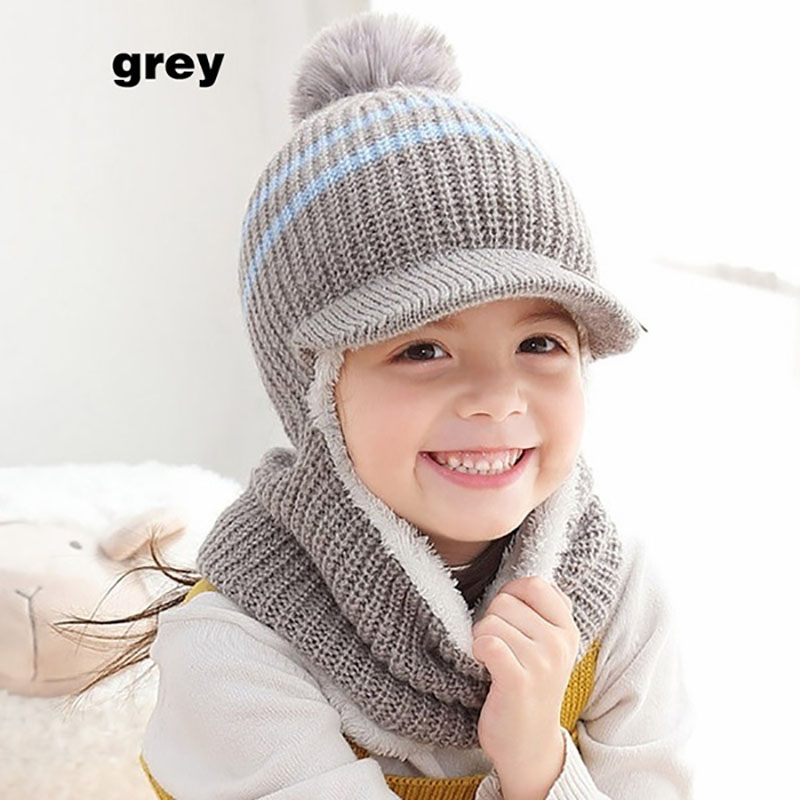 Cute Baby Newborn Winter Warm Hat Scarf Set Beanie Earflap Knit Cap Neck Warmer