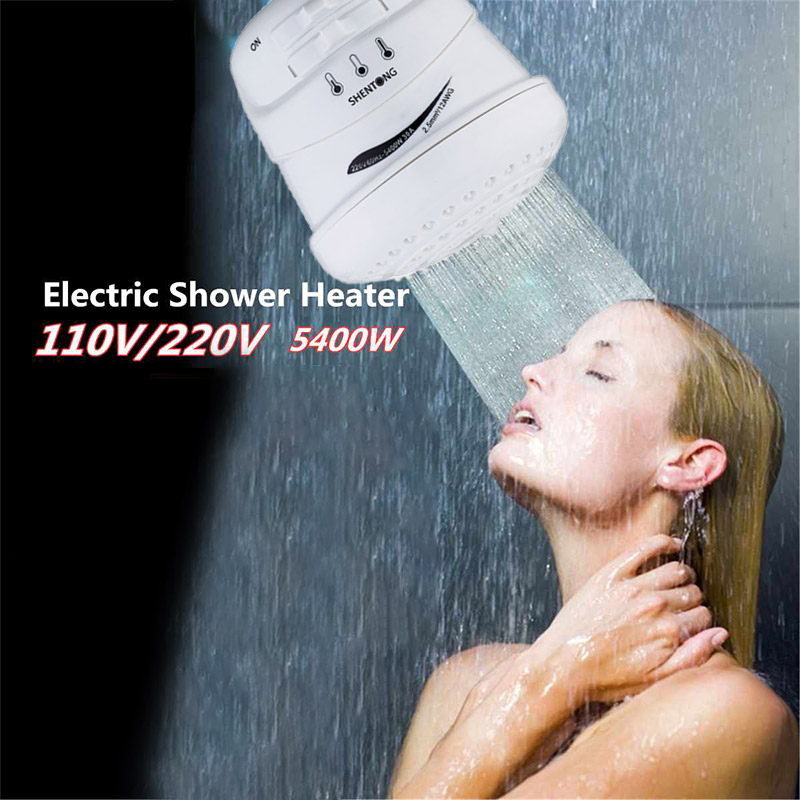 220V 5400W Portable Electric Instant Hot Water Heater Shower Head Three Modes