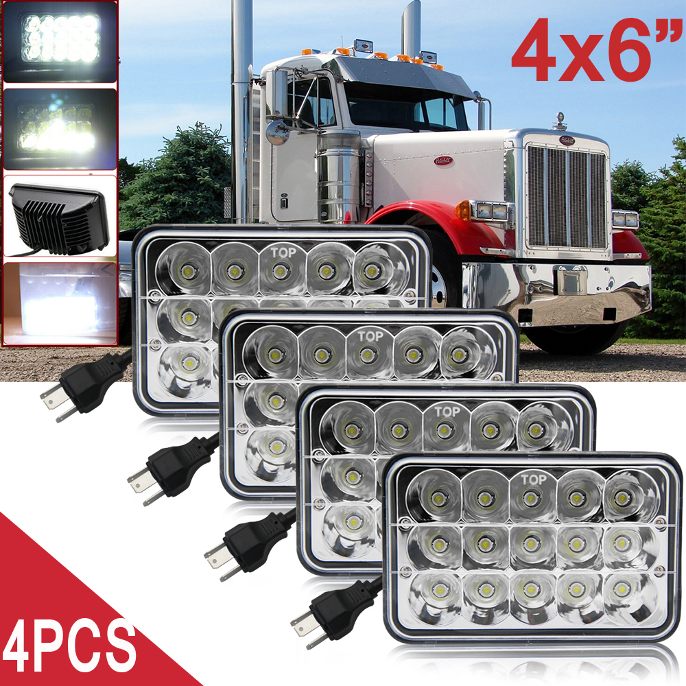 For Western Star 4900 4''x6" LED Truck Headlights H4656/4651 High/Low Beam 4pcs eBay