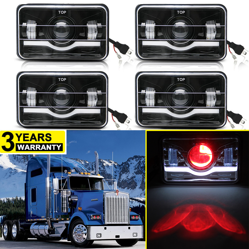 4x6'' LED Headlights for Kenworth T800 T400 T600 W900B W900L Classic