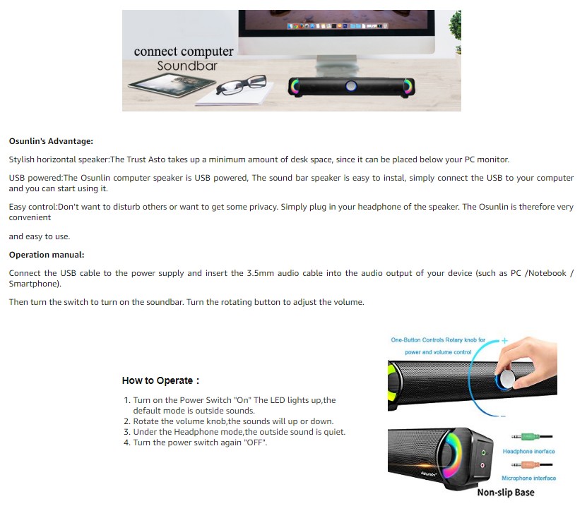 osunlin computer speakers