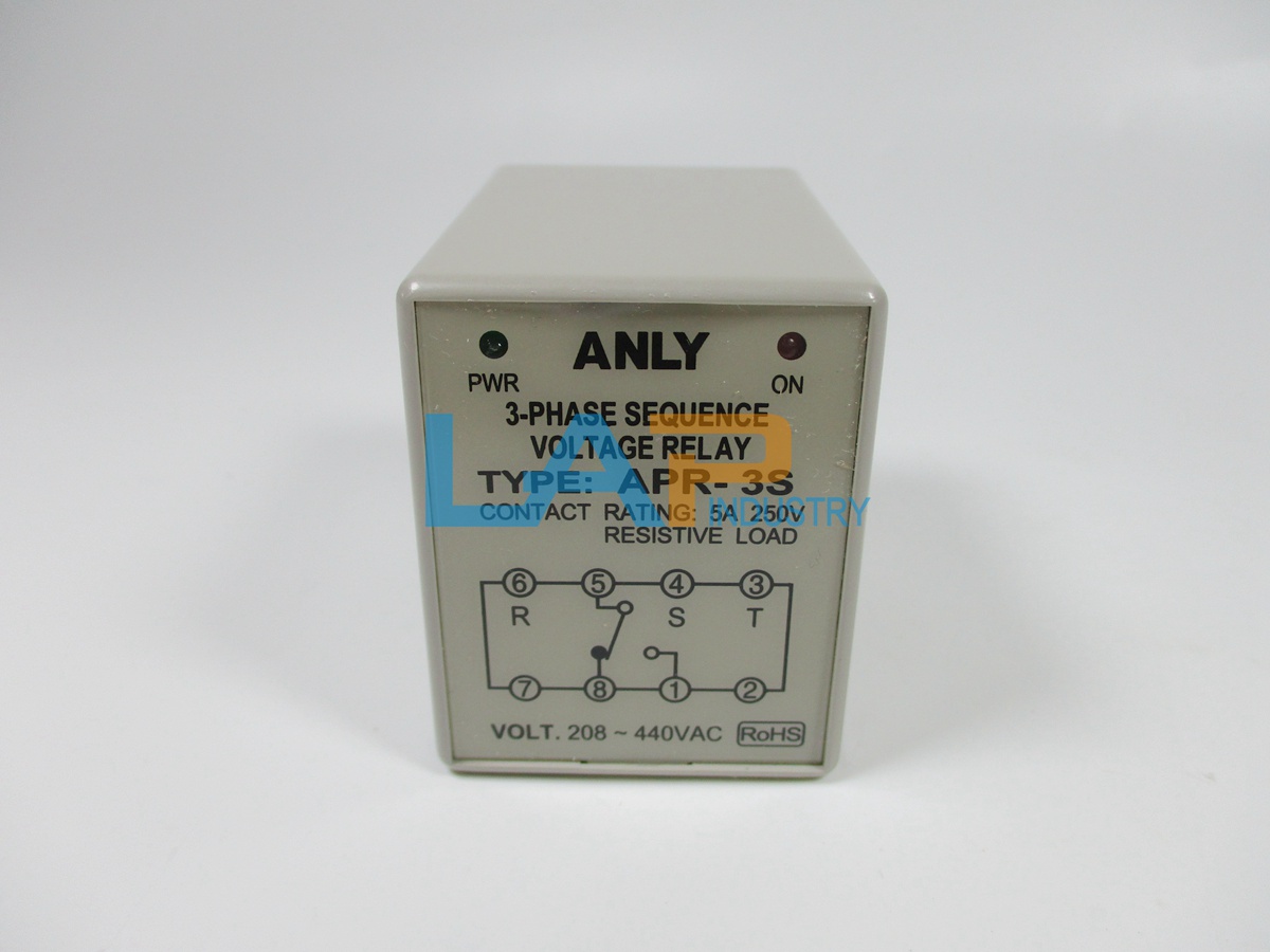 New In Box ANLY 3-Phase Sequency Voltage Relay APR-3S 208~440VAC