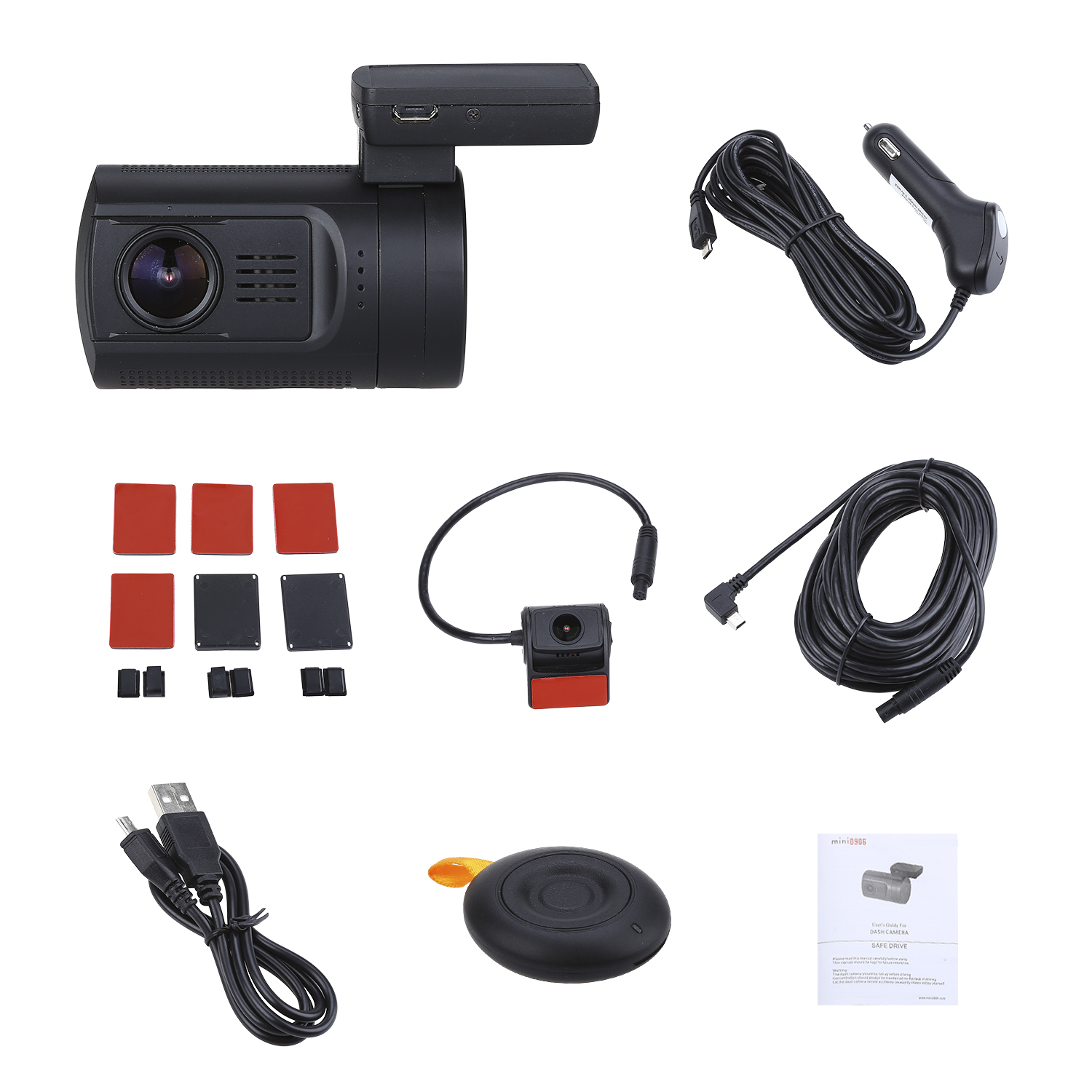 1.5” HD Front+Rear Mini 0906 Pro WIFI GPS Car Dash Cam 145° +Hardwire