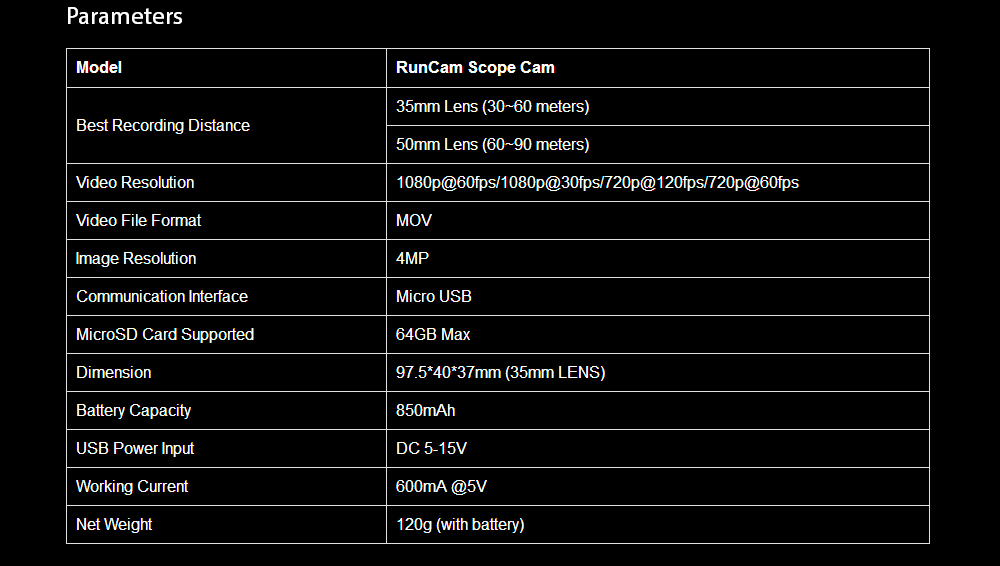 Runcam FPV Camera HD 1080p caméscope enregistreur WiFi 35mm 4MP APP pour RC IOS