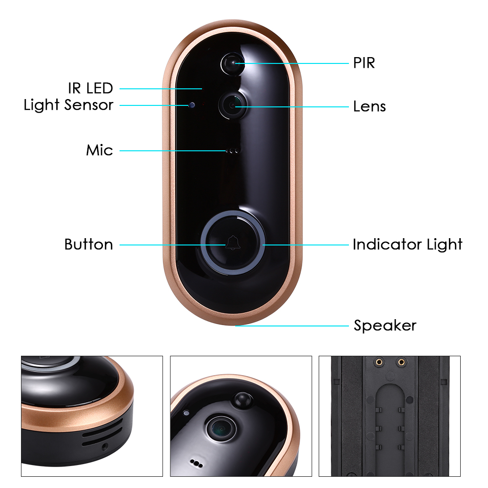 Wireless Doorbell +Dingdong 166° 4-User Use Night Vision