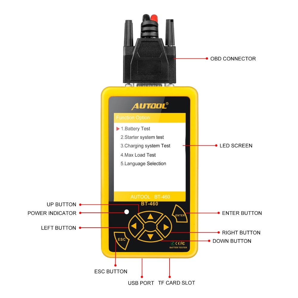 Autool Bt 460 Car Battery Tester Charging System Analyzer For 12v 24v Vehicle Ebay