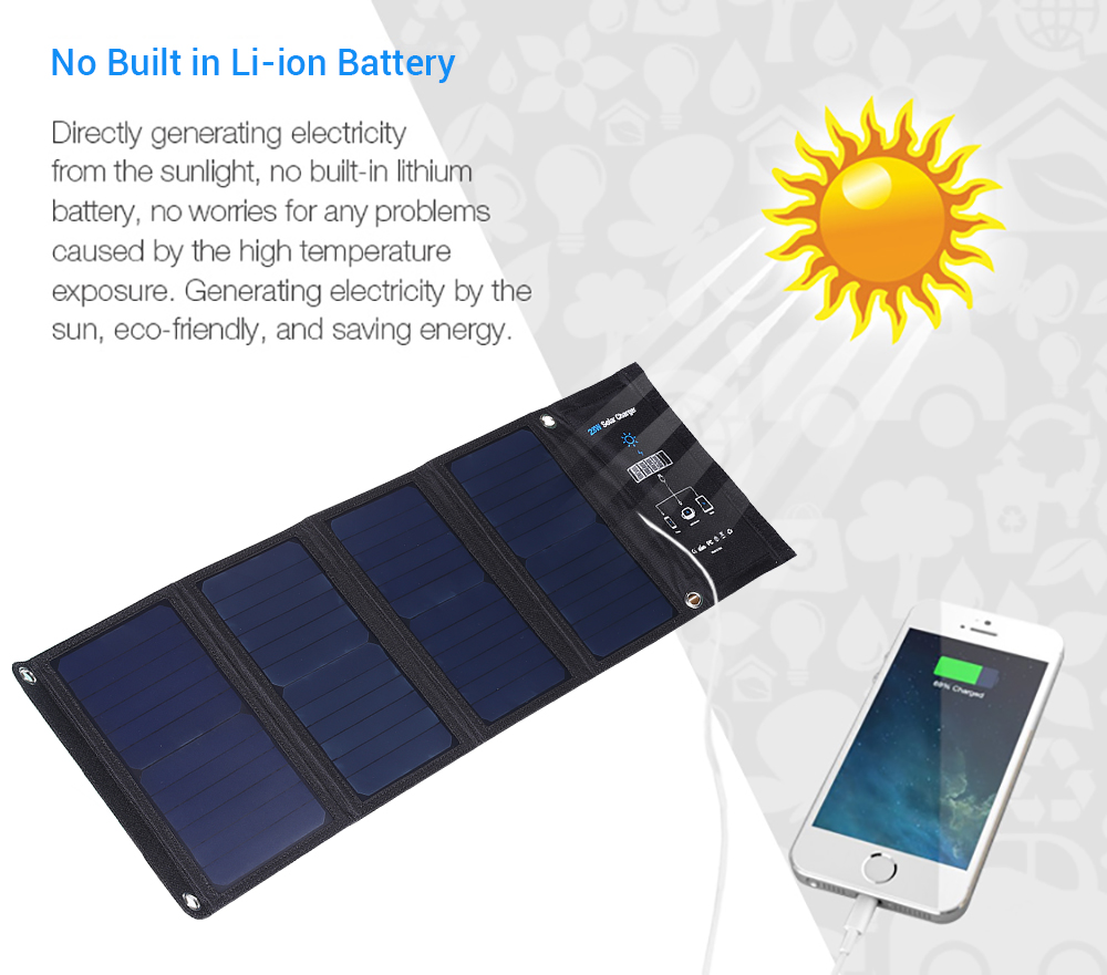 28W Solar Charger Fast Charging 3 USB Port for Mobile Phone Samsung ...