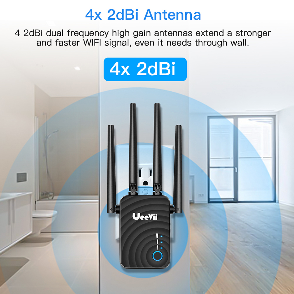 Ueevii WiFi Range Extender 1200Mbps Mini WiFi Repeater 2.4GHz/5.8GHz ...