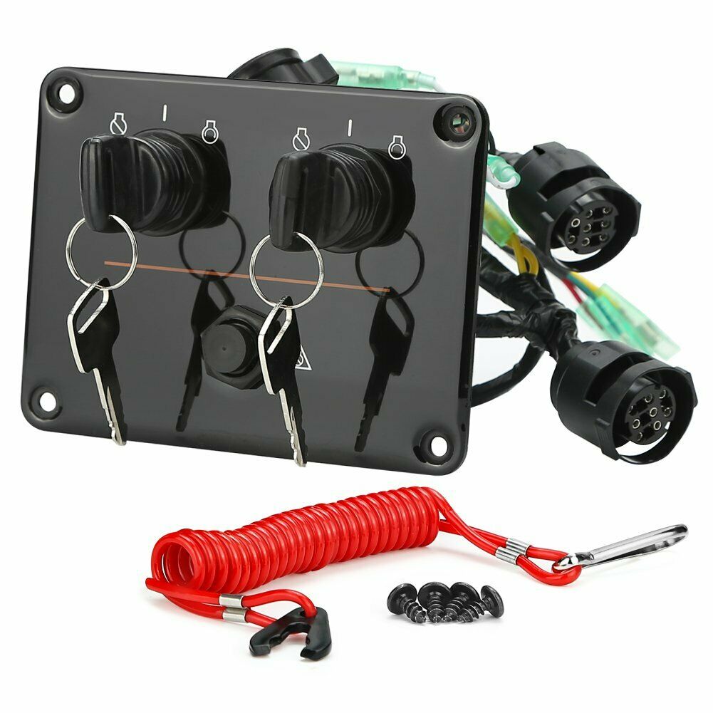 12V OEM Dual Key Ignition Twin Switch Panel Kit For Yamaha Outboard