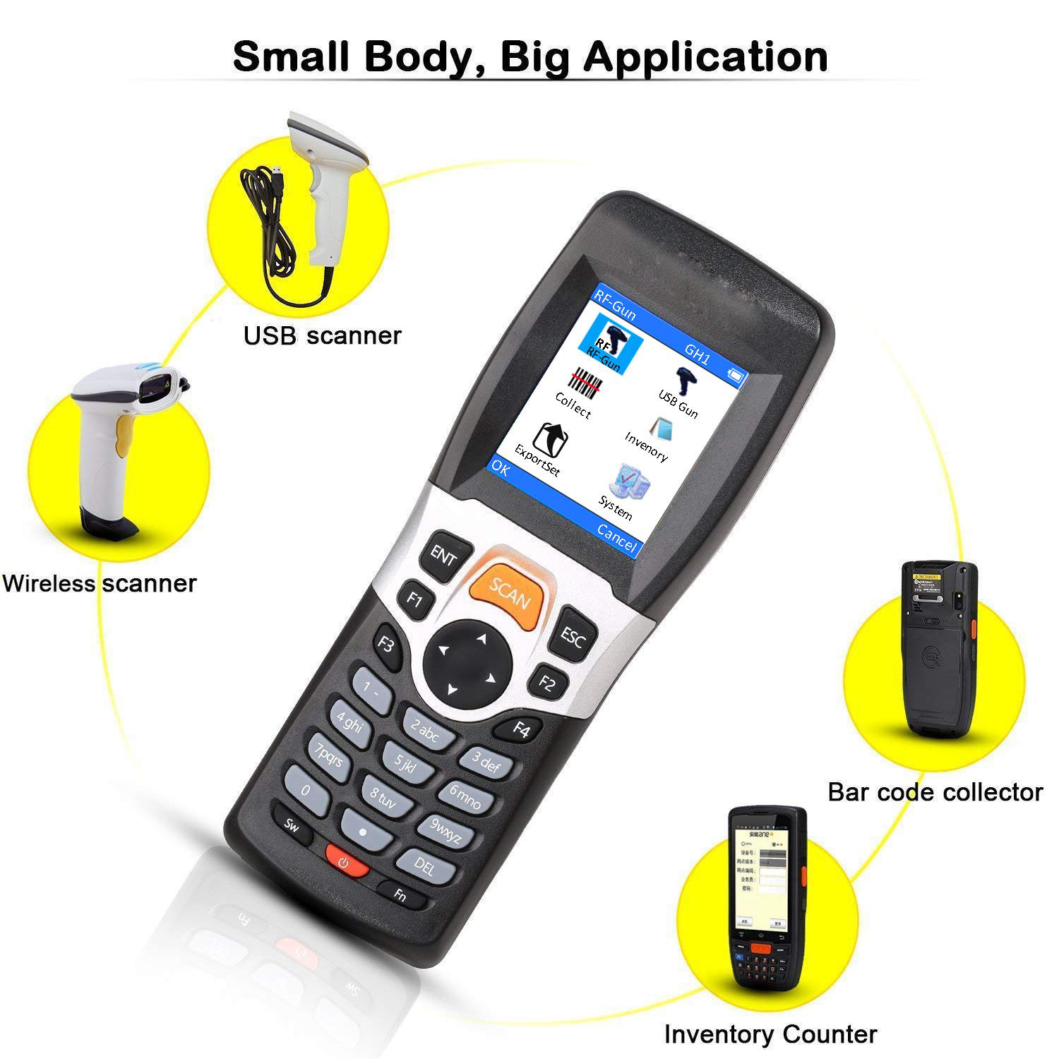Portable Data Terminal Collector Wireless Wired Barcode Scanner 1D