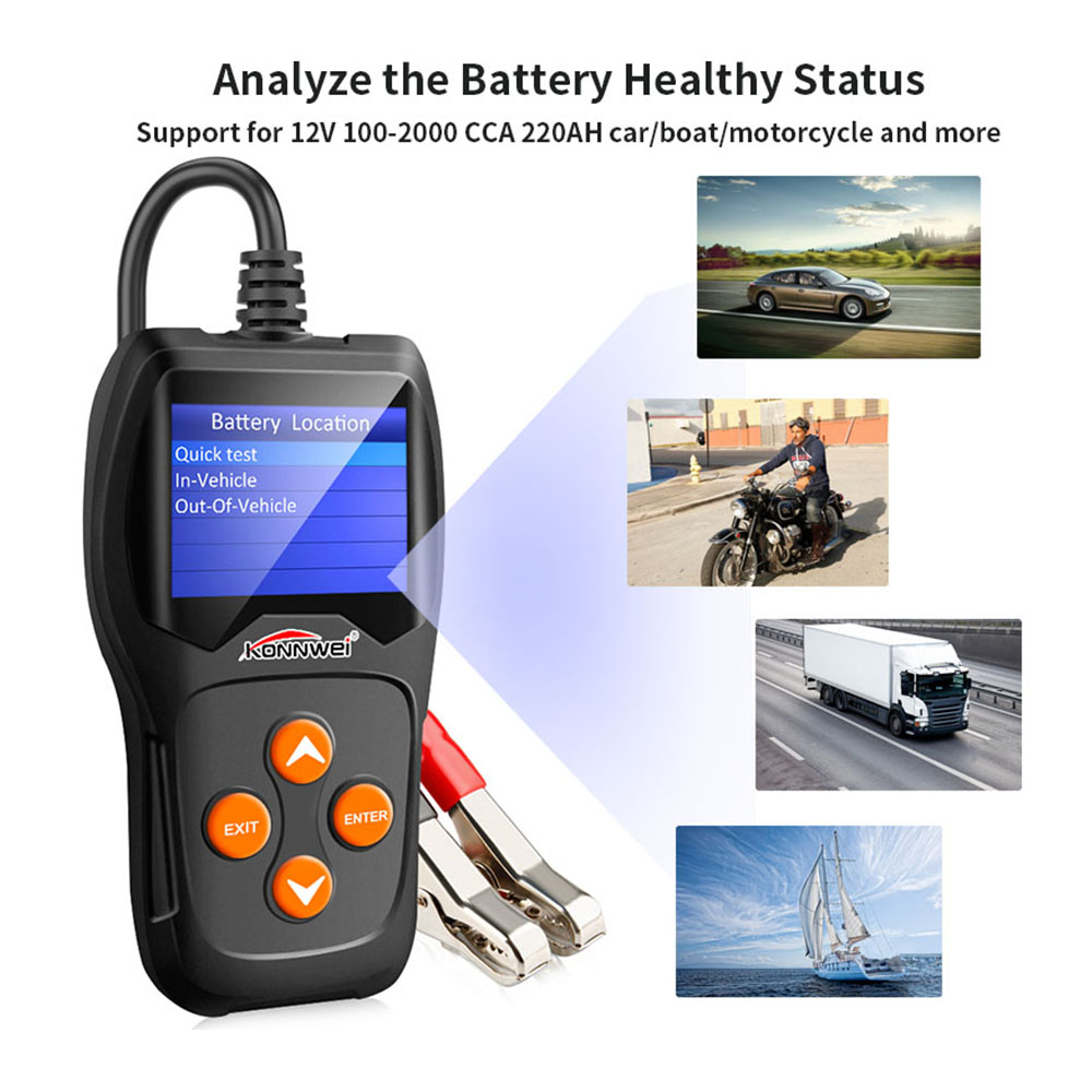 KONNWEI KW600 Car Battery Load Tester Black Professional Automotive Alternator Digital Analyzer Waveform Voltage Test Tool for Vehicle//Boat//Motorcycle