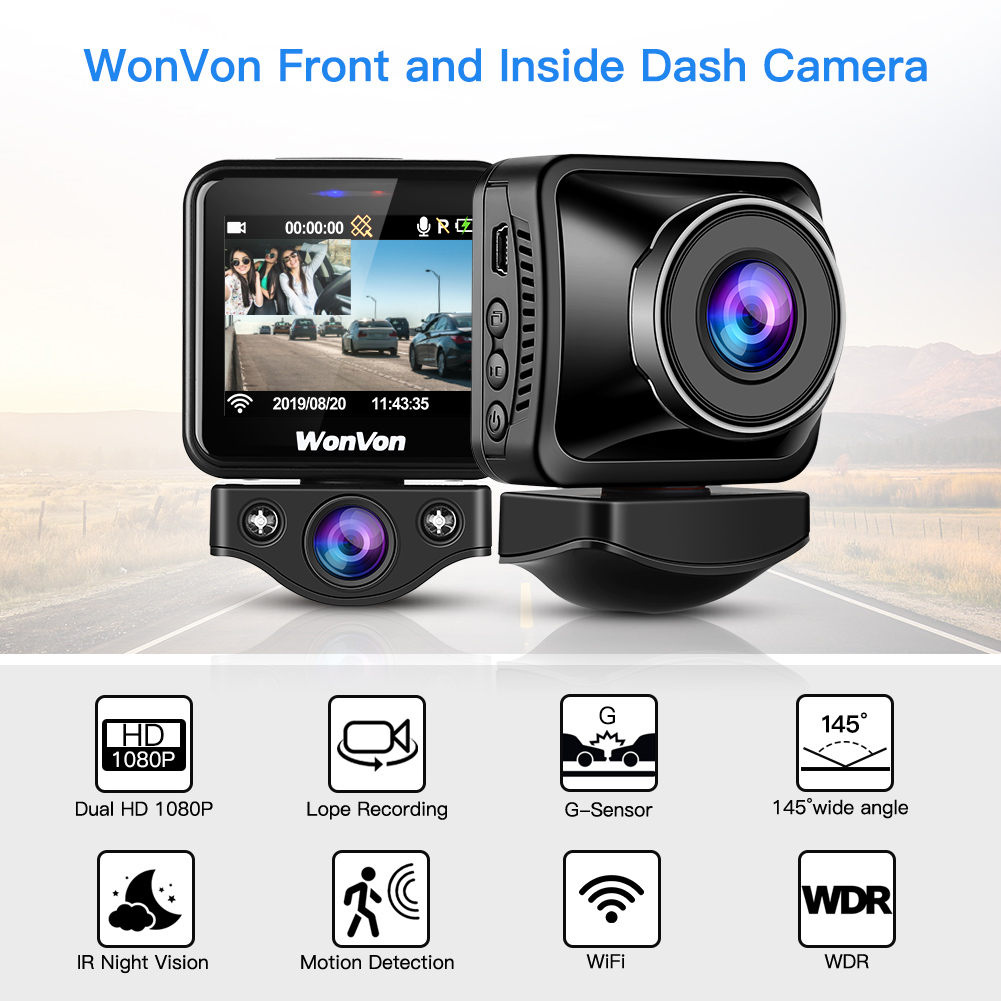 Dual Lens 1080P 30FPS Sony IMX307 Wi-Fi Vehicle Dash Camera Recorder ...