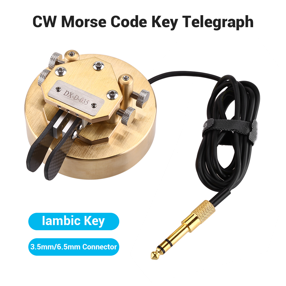 Automatic Brass Iambic Paddles Keyer CW Morse Code 3.5mm 6.5mm W/ Cable ...