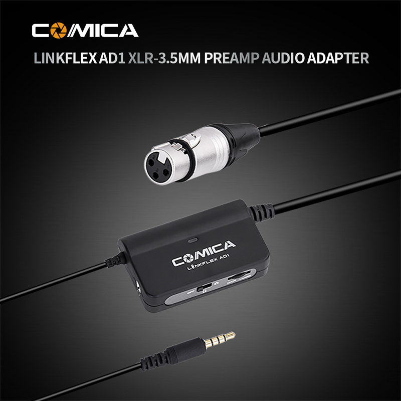 COMICA AD1 Microphone Audio Preamp Mixer XLR3.5mm For iPhone Cameras