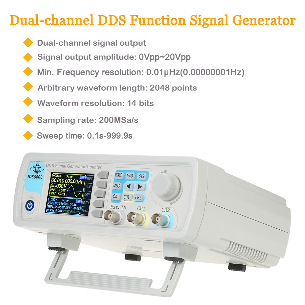 JDS6600 15-60MHz DDS Signal Generator Dual Channel Arbitrary Waveform 14 Bits