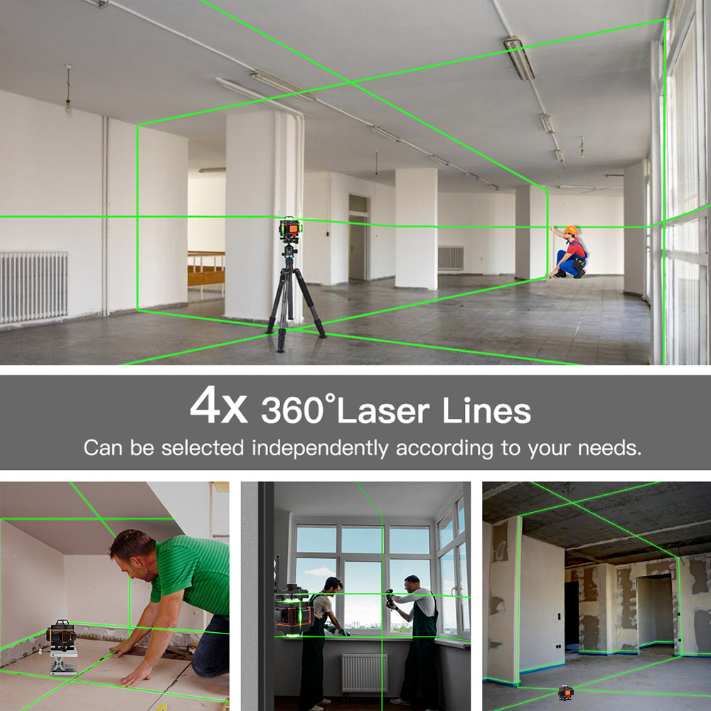 Laser Level Self Leveling - 100ft 4x360 3x360 Green Cross Line Laser Level  Horizontal Vertical Dual-beam Lasers with Integrated Bracket for DIY or