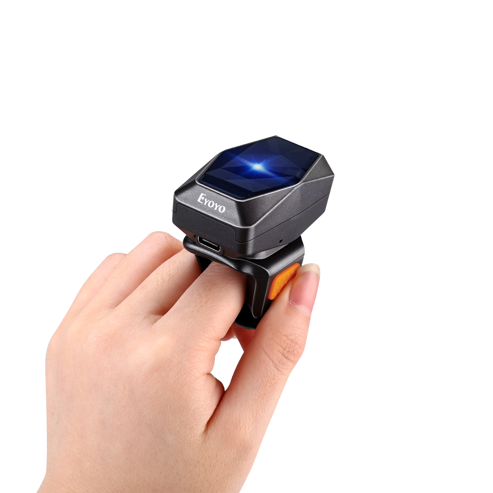 EYOYO Bluetooth Handle Ring Finger Barcode Scanner Reader For Phone PC iOS 
