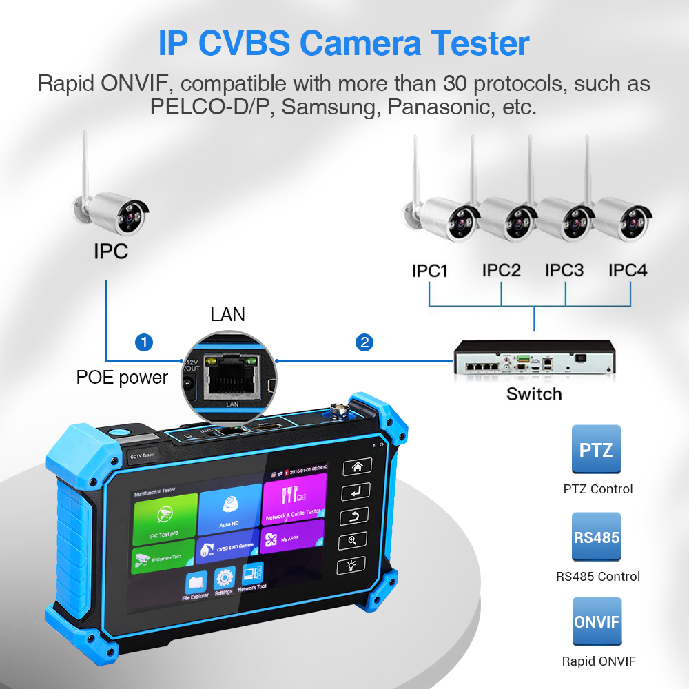 5" IPS 4K IPC-5100 Plus Camera Tester Touch Screen CCTV AHD CVI TVI SDI Test POE 