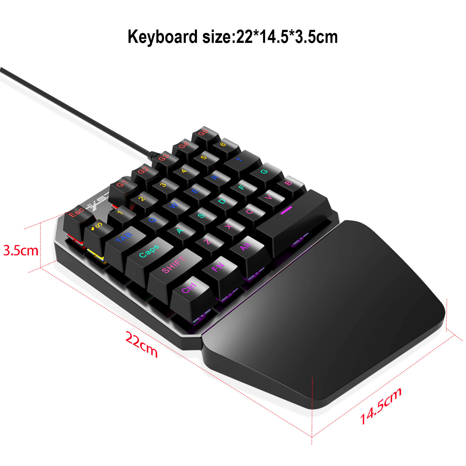 Backlight Onehanded Game Keyboard Blue Switch + Wired 4800 DPI Mouse