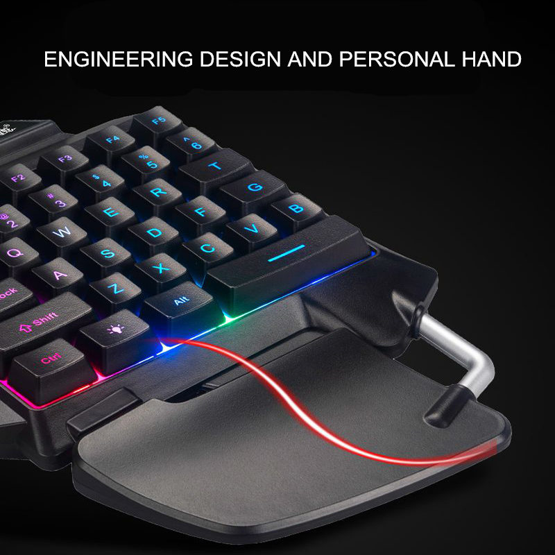 35 Keys Wired Mechanical Ergonomic OneHanded Gaming Game Keyboard w