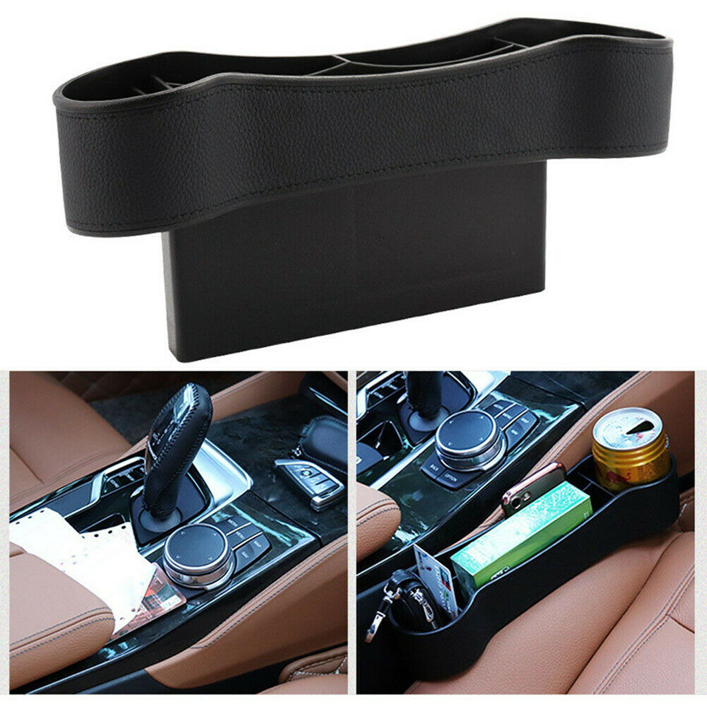 2 Packs Multifunctional Leather Car Seat Gap Filler Seat Console Organizer Pocket with Dual USB Charging WonVon Car Seat Gap Organizer