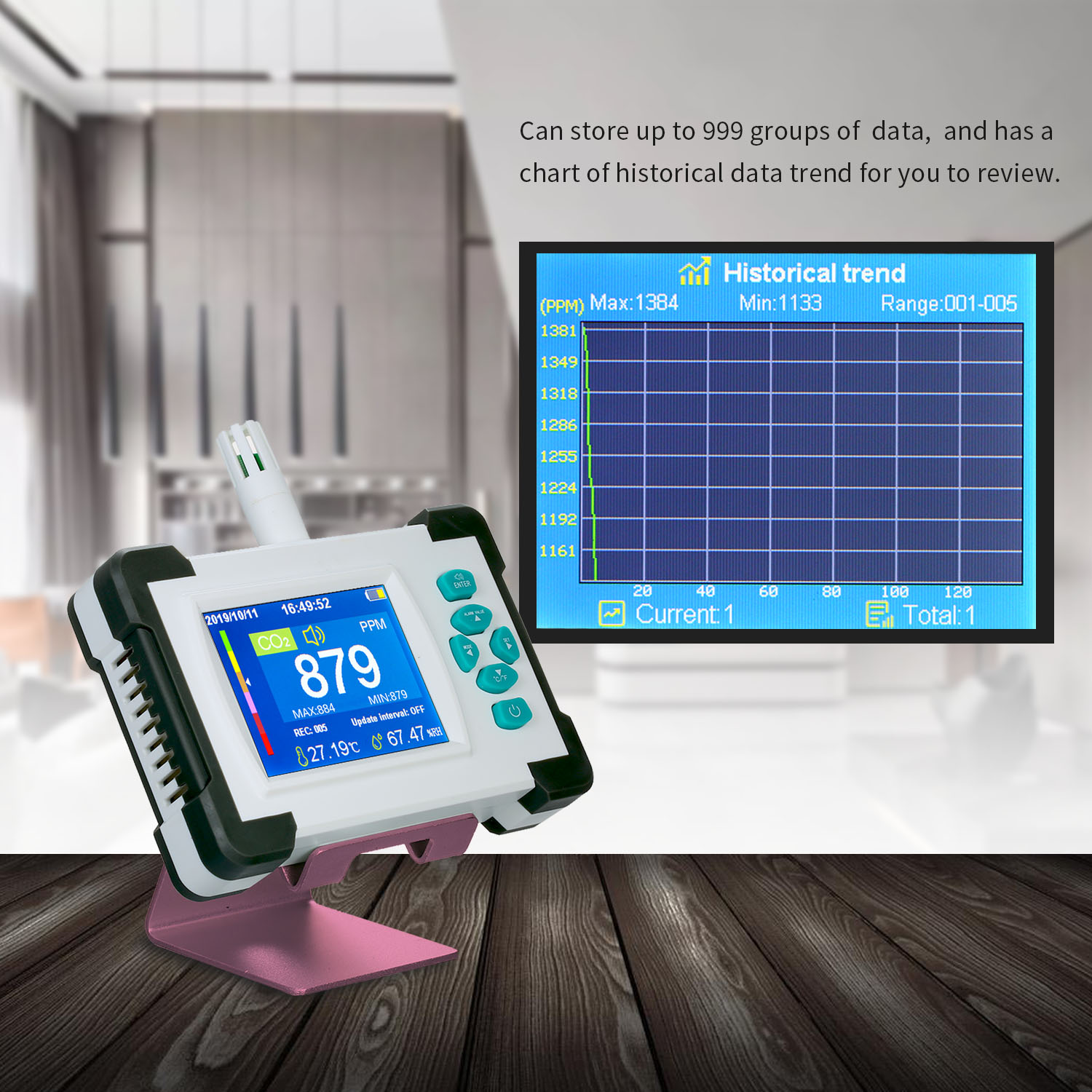 3.2" TFT Portable Carbon Dioxide Detector CO2 PPM Meter Gas Analyzer