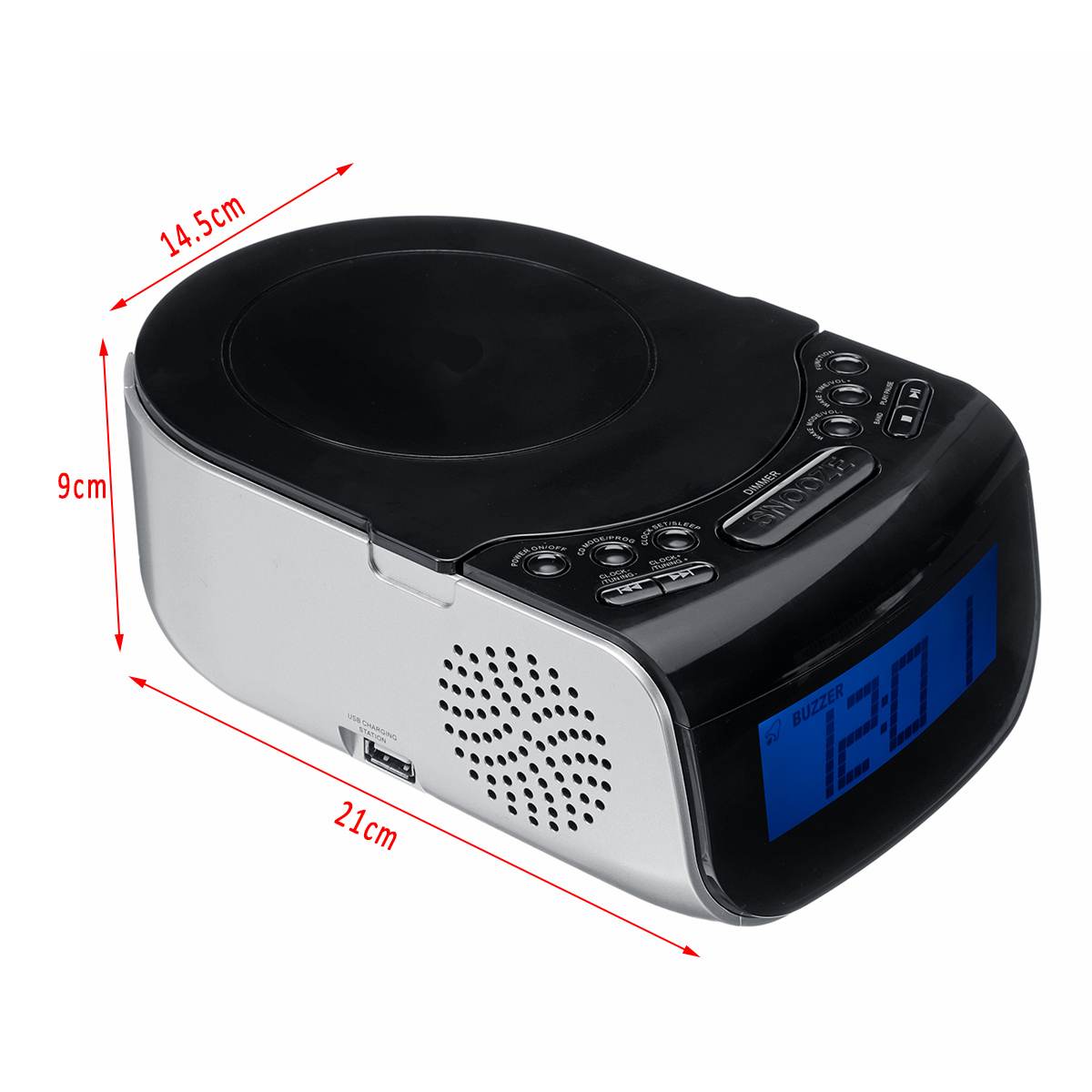 Digital Radio CD Music Player Dual Speaker Alarm Clock LCD Adjustable