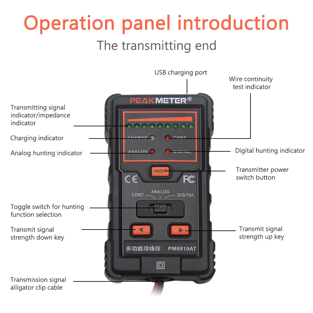 PM6819A Multifunctional Cable Tracker Analog Dual Mode ABS Undervoltage