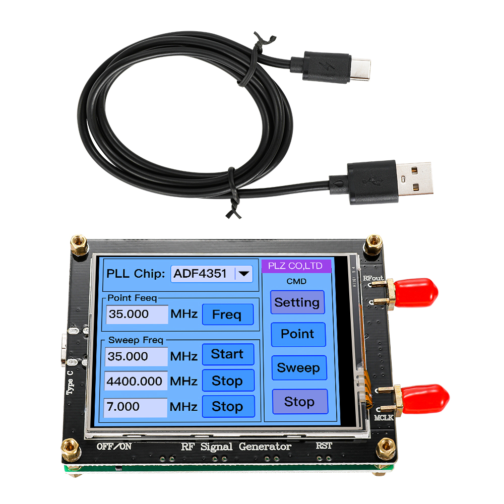 OLED Display ADF4351 35M-4.4G RF Signal Generator Module PLL USB Port STM32 