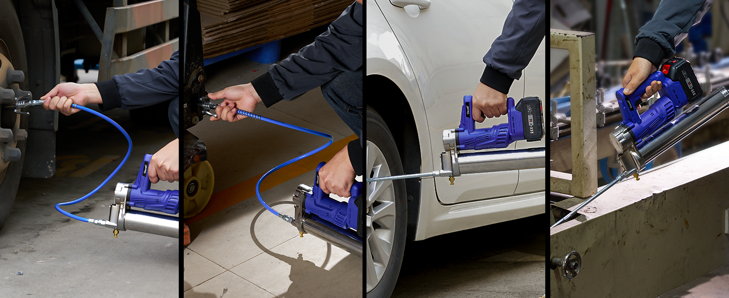 TaskStar 10000 PSI Cordless Grease Gun Kit – LED Light, Includes 2 Batteries & Charger