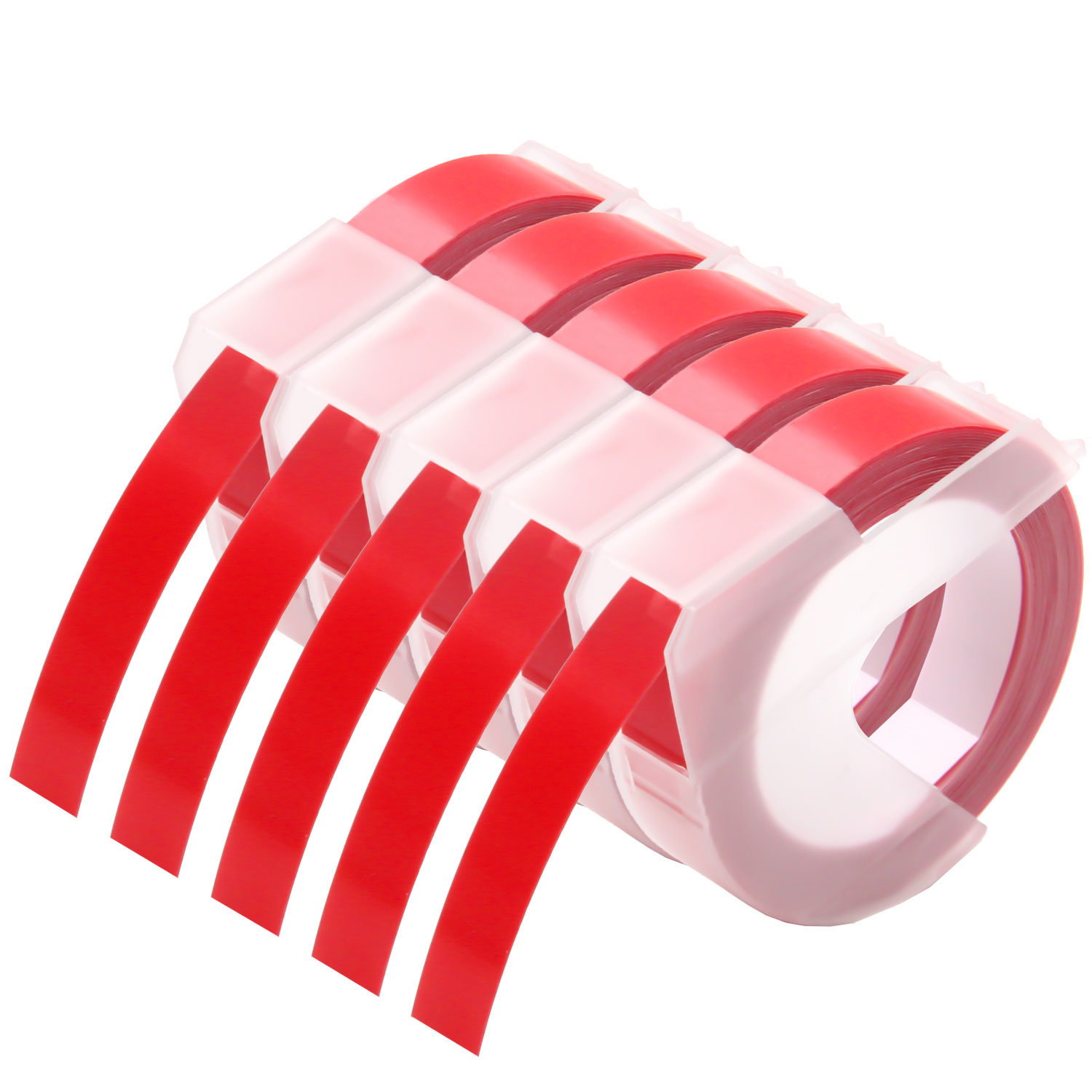 5PK 9mm White//Red Compatible for Dymo 3D Plastic Embossing Tape Label Makers