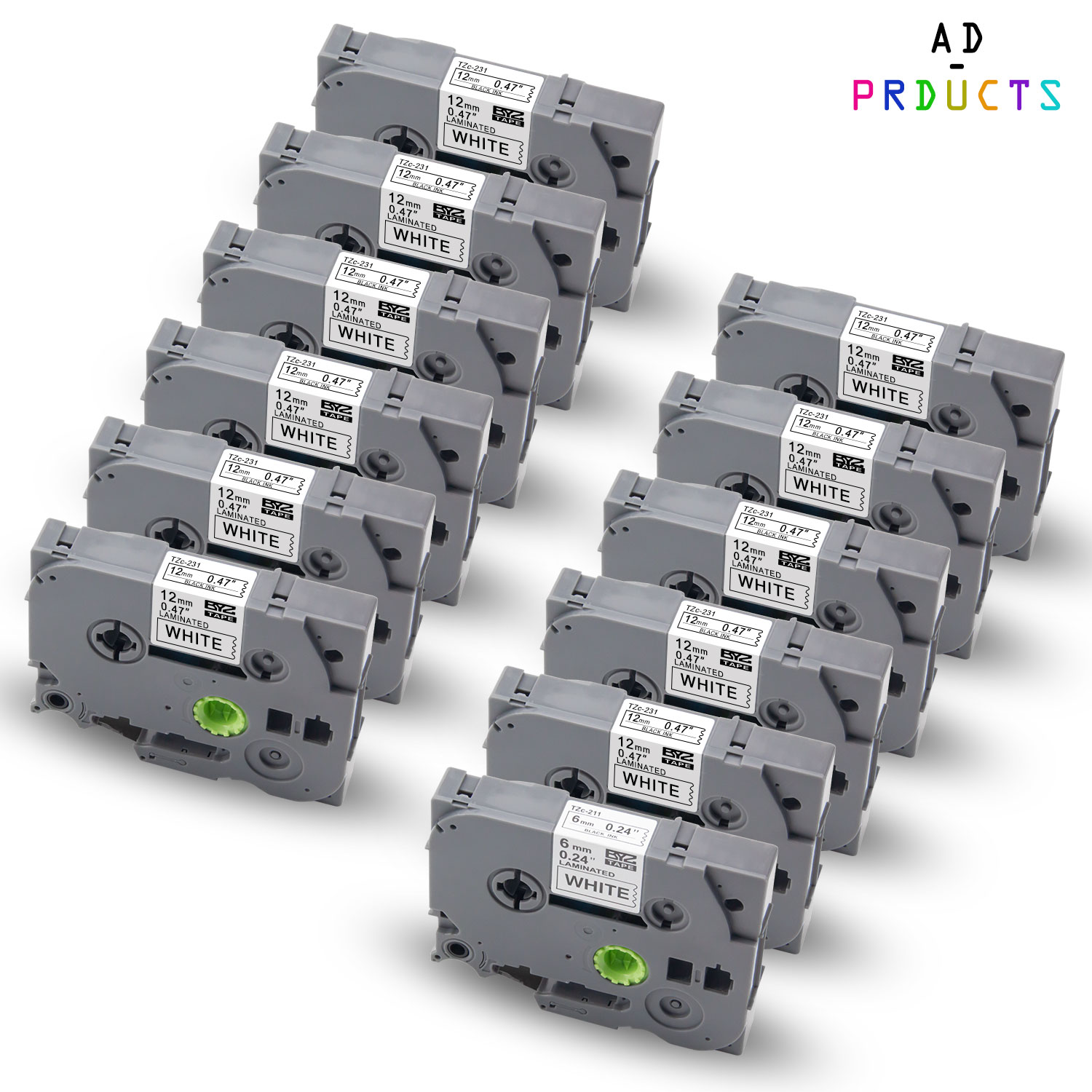 30PK Label Tape TZe231 12mm 0.47/"Black//White for Brother P-Touch PT-D450 PT-1090