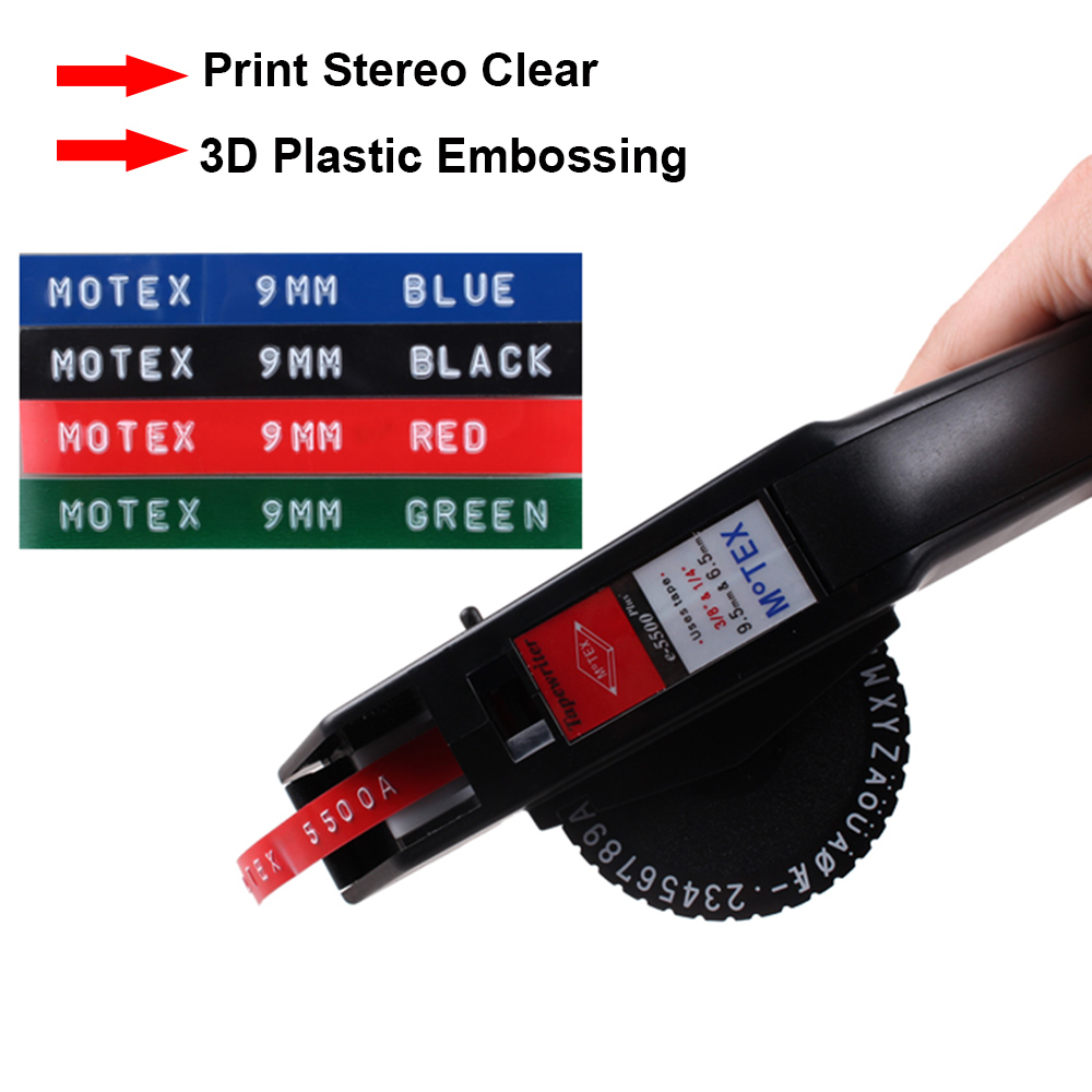 3x Schwarz//Rot//Blau,Dymo Schriftband für Prägegerät 3D 9 mm x 3 m,Dymo 15447