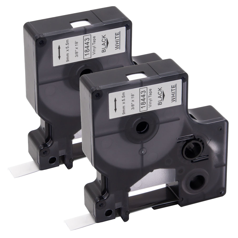5PK Black on White Vinyl Label Cartridge 18444 for Dymo LabelManager 1//2/"x18ft