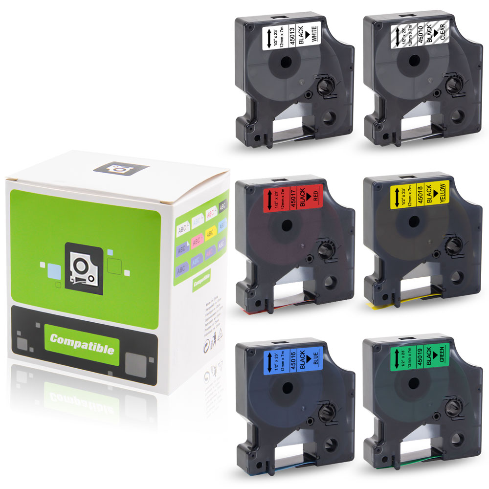 6x Kompatibel Schriftband zu Dymo D1 45010 45013 45016 45017 45018 45019 LM450