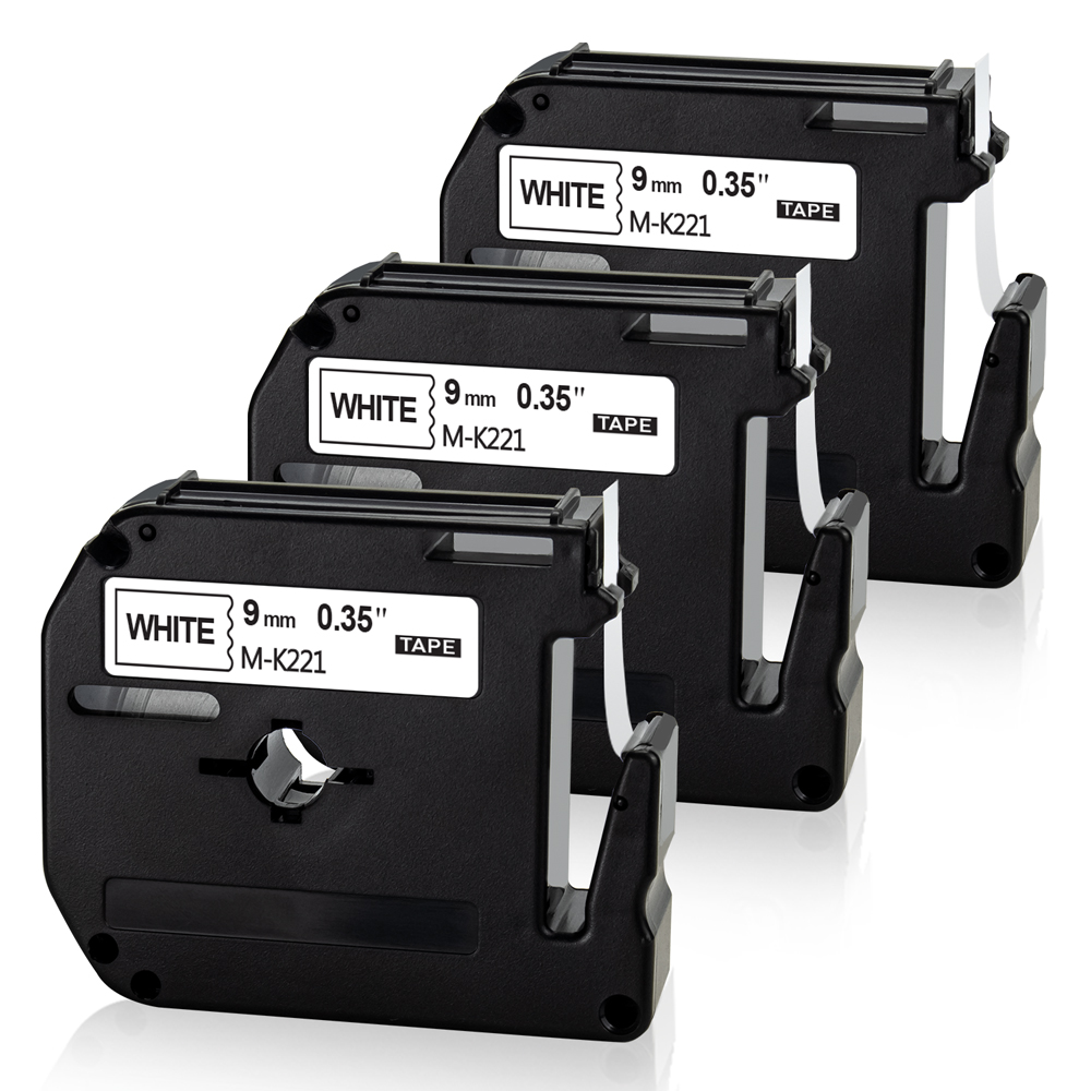 3x Kompatibel Schriftband M-K-221 MK-221 MK221S Für Brother P-Touch 70 80 90 9mm