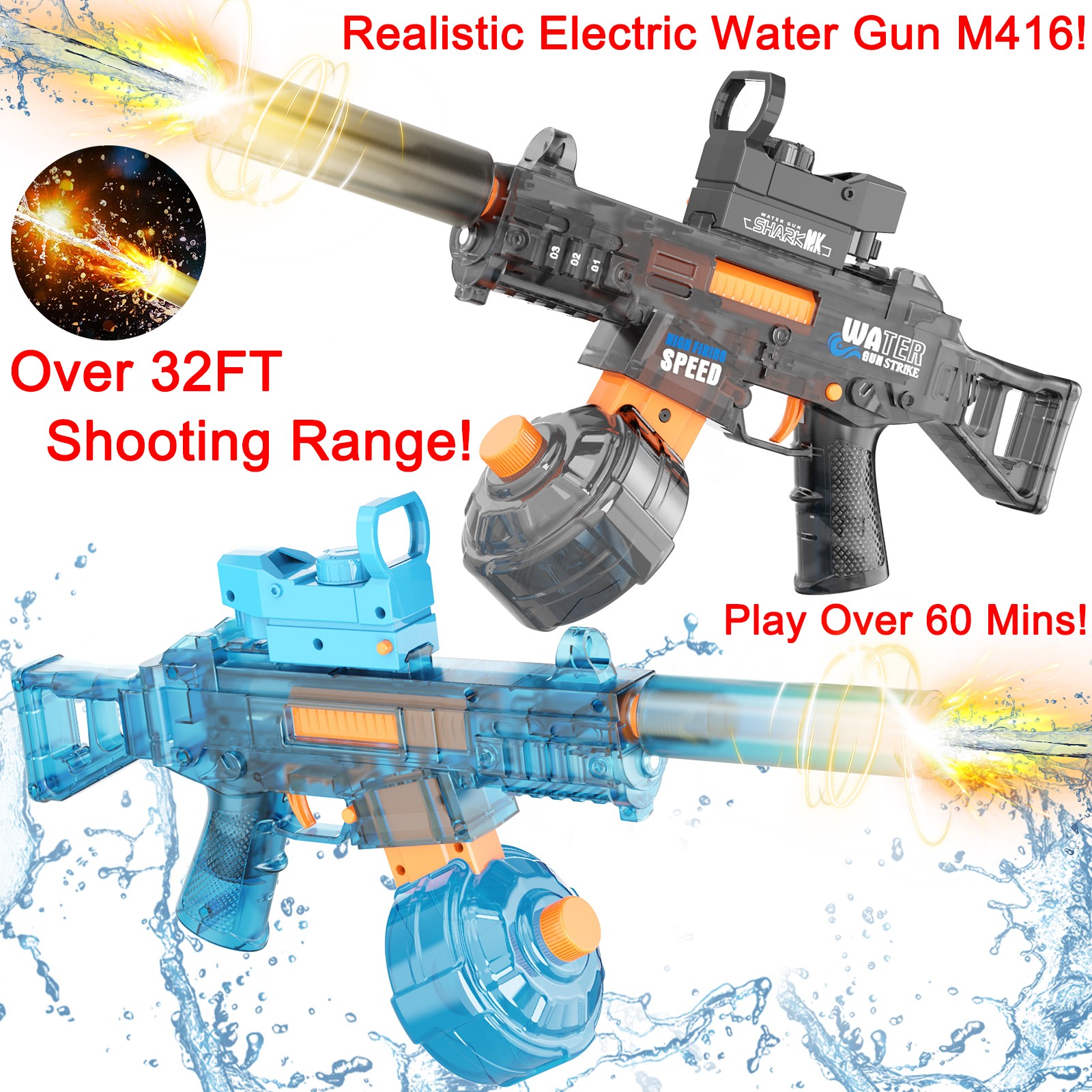 Electric Water Gun M416 Squirt Gun Powerful Water Pistol for Kids
