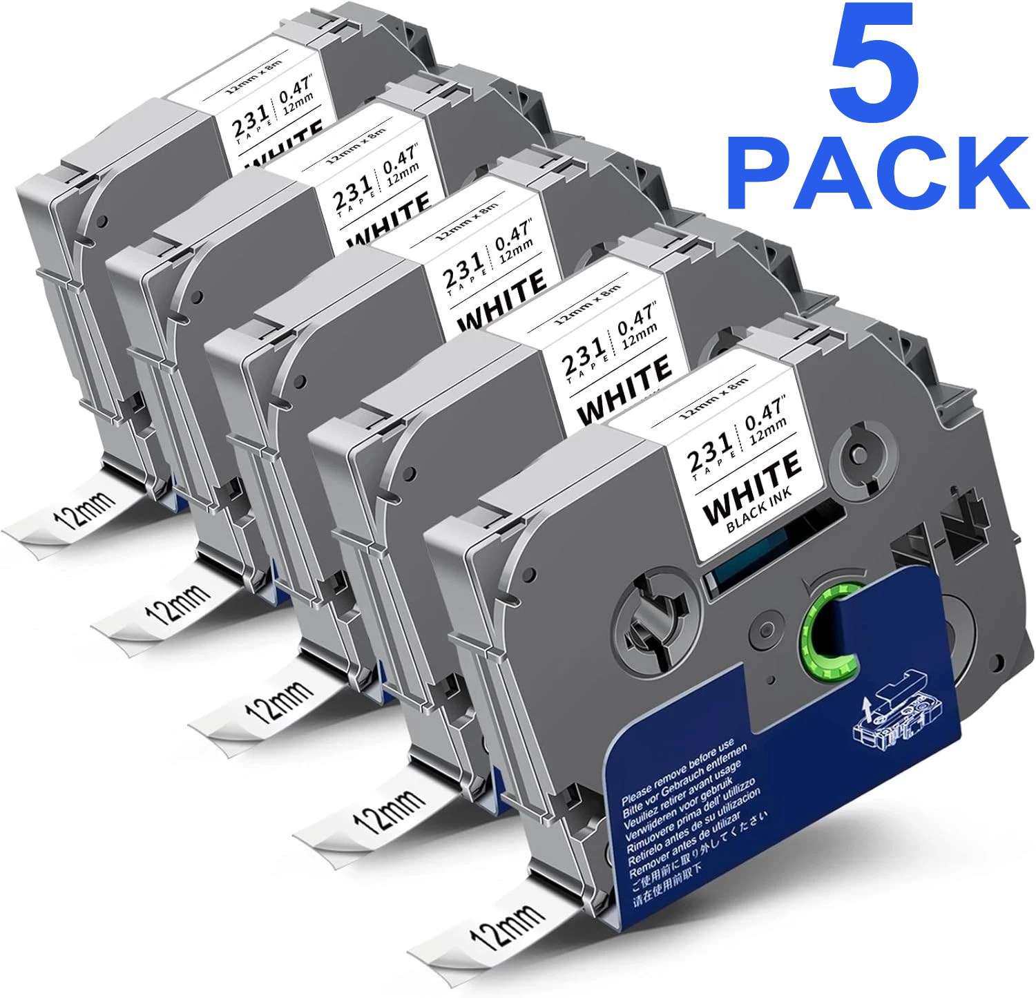 TZ-231 TZe-231 PT-D210 10PK For Brother P-Touch 12mm Label Maker Tape White 1/2″
