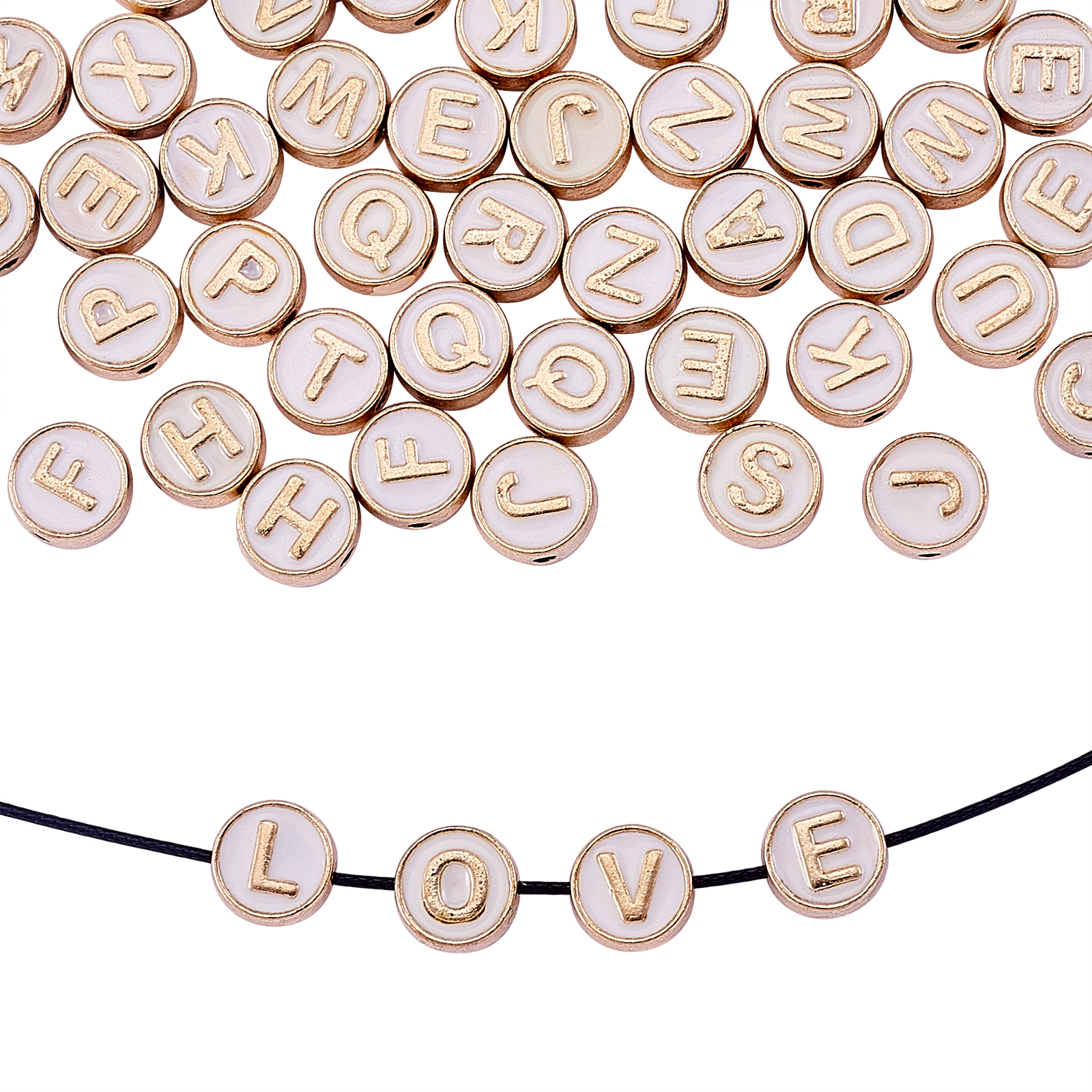 50x Enamel Letter Alphabet Spacer Beads for DIY Bracelet Necklace