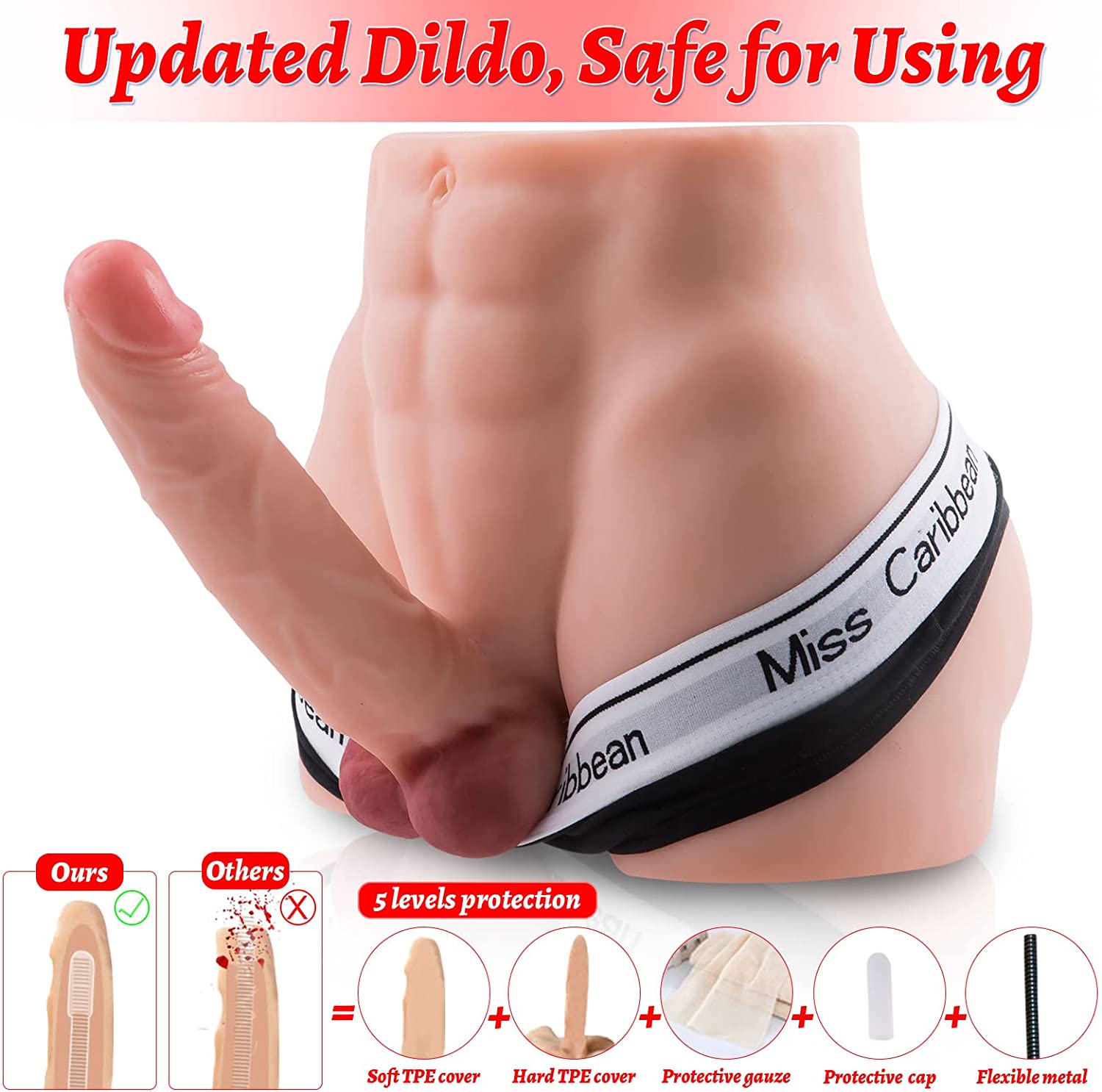 Male Torso Sex Doll Realistic Dildo Big Gay Sex Toy Adult Love Doll for  Women