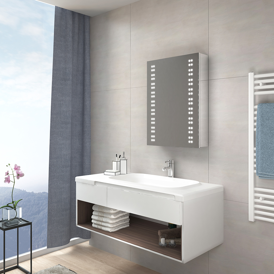 Details About Bathroom Mirror Cabinet Illuminated Modren Led Light Up Sensor 500 X 700