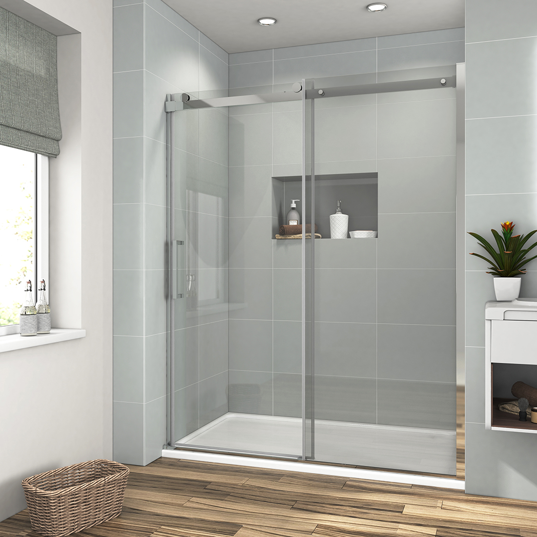 Bath 60 X 72 Frameless Sliding Shower Door Screen 5 16 Glass Brushed Nickel For Sale Online Ebay