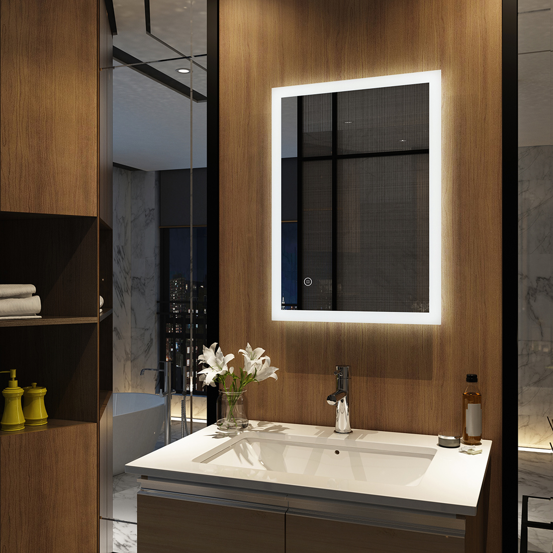 Bad Spiegel mit Beleuchtung Touch Schalter 50x70/60x80cm mit Led